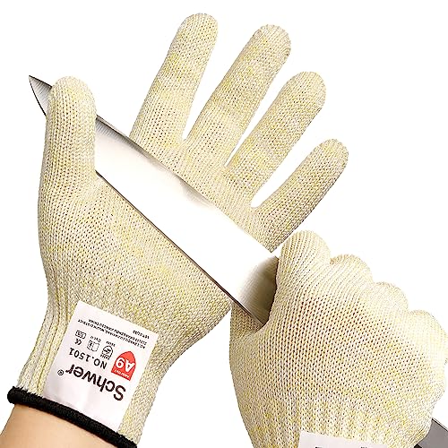 Schwer SlicePro ANSI A9 Cut Resistant Gloves AR1501, Food Grade Reliable Cutting Gloves, Mandoline Gloves for Kitchen Meat Cutting, Oyster Shucking, Fish Fillet Processing, Wood Working (1 Pair, M)