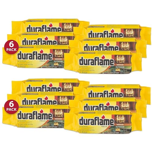 Duraflame 4.5 Pound 3 Hour Long Burn Time Indoor Outdoor Quick Light Fire Log for Camping, Firepits, Bonfires, and Fireplaces (12 Pack)