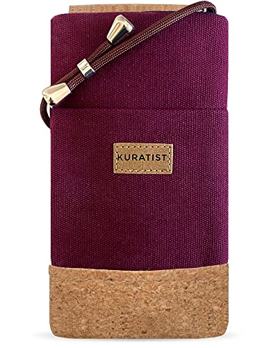 Kuratist NELA Crafted Canvas Phone Sleeve with Cord Strap, Flap and Cork Details