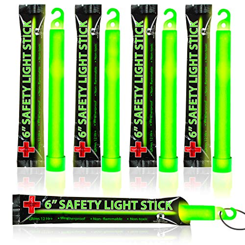 25 Ultra Bright Green Glow Sticks - Individual Packed With Lanyard - For Camping, Emergency Survival - Glow Lights for Blackouts, Hurricane and Storms- 6 Inch Chem Light Sticks with 12 Hour Duration