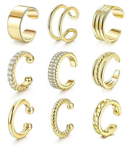LOLIAS Ear Cuff Earrings for Women Non Piercing Gold Ear Cuffs 14K Gold Plated Ear Cuff for Non Pierced Ears Clip on Cartilage Earring Fake Earrings