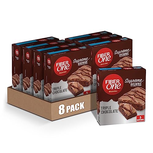 Fiber One Supreme Brownies, Triple Chocolate, Snack Bars, 1.13 oz, 5 ct (Pack of 8)
