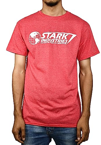 Marvel Iron Man Stark Industries T-Shirt (Red Heather, LG)