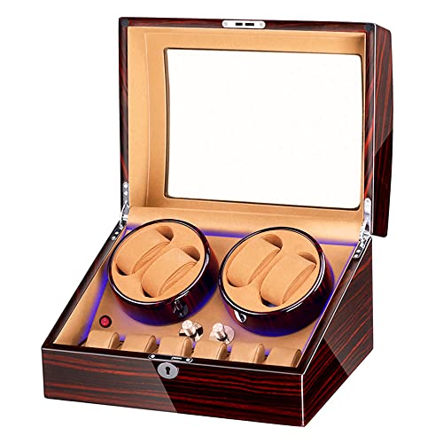 FRUCASE Watch Winder for Automatic Watches New Version 4+6 Wooden Watch Box with High-end Velvet Interior and Battery Option