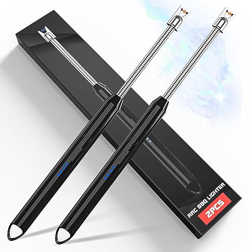 KTEBO 2Pcs Rechargeable Electric Lighters, Type-C Long Lighter Use Plasma Arc to Light Candle, Windproof Arc Lighter, Candle Lighter, BBQ Grill Lighter, Camping Accessories