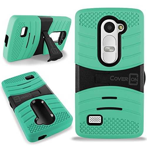 CoverON for LG Power Destiny Sunset Case - [Titan Armor Series] Hybrid Hard and Soft Shockproof Dual Layer Protective Phone Cover with Kickstand - Teal/Black