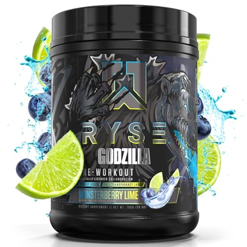 RYSE Up Supplements Noel Deyzel x Godzilla Pre Workout | Intense Pumps, Energy, & Focus | Citrulline & Beta Alanine | 400mg Total Caffeine | 40 Servings (Monsterberry Lime)