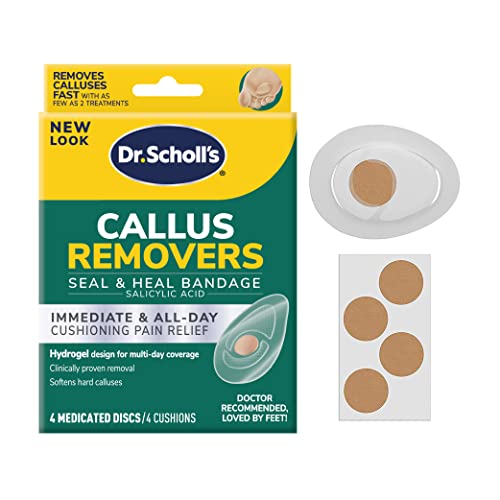 Dr. Scholl's Callus Remover Seal & Heal Bandage with Hydrogel Technology, 4ct // Removes Calluses Fast and Provides Cushioning Protection Against Shoe Pressure and Friction for All-Day Pain Relief