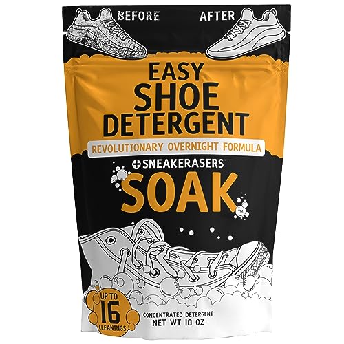 SneakERASERS Overnight Soak, Shoe and Sneaker Cleaner, Easy Detergent for Sneakers athletic shoes, and more. No fuss!