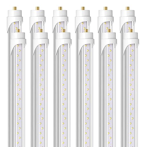 Barrina 8 Foot LED Bulbs, 44W 5500lm 6500K, Super Bright, T8 T10 T12 LED Tube Lights, FA8 Single Pin LED Lights, Clear Cover, 8 Foot LED Bulbs to Replace Fluorescent Light Bulbs (Pack of 12)