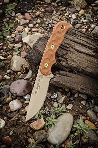 TOPS Tex Creek 69 Knife Coyote Tan Blade Tan Bullseye Tread Handles Knife TEX-69