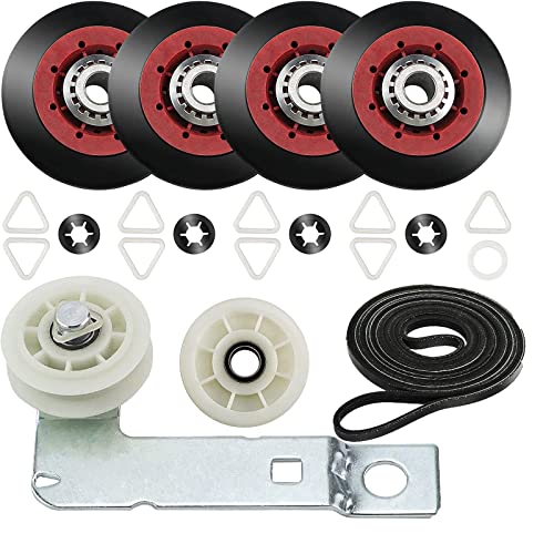 4392067 Dryer Repair Kit and W10837240 Dryer Idler Pulley for Maytag Bravos Whirlpool Duet Kenmore Elite Dryers,with WPW10314173 Drum Roller&661570V Belt&279640 Idler Pulley by TOMOON