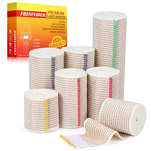FRESINIDER Premium Elastic Bandage Wrap (7pack) Self Adhesive Cotton Latex Free Compression Bandage Wrap with Touch Closure at Both Ends, Support & First Aid for Sports, Medical, and Injury Recovery