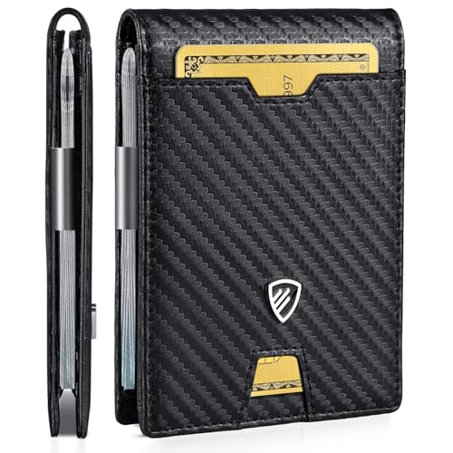 RUNBOX Mens Slim Wallet with Money Clip RFID Blocking Bifold Credit Card Holder for Men with Gift Box