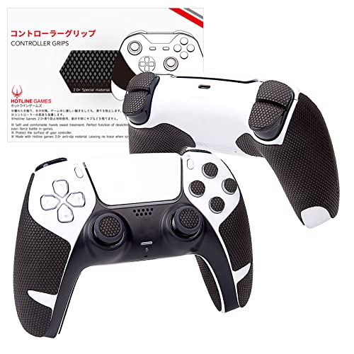 Hotline Games 2.0 Plus Anti-Skid Controller Grip Compatible with PS5 Dualsense Controller, Textured Soft Skin Kit, Pre-Cut, Easy to Apply, Sweat-Absorbent (for Handle Grips+Buttons+Triggers)