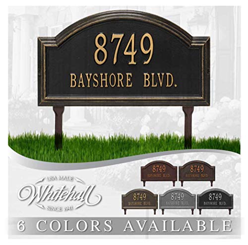 Whitehall Personalized Cast Metal Address plaque - LAWN MOUNTED Providence Arch Plaque. Made in the USA. BEWARE OF IMPORT IMITATIONS. Display your address and street name. Custom house number sign.