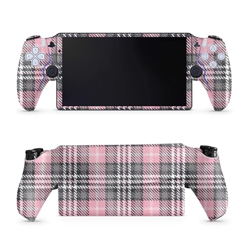 Glossy Glitter Gaming Skin Compatible with PS5 Portal Remote Player - Pink Plaid - Premium 3M Vinyl Protective Wrap Decal Cover - Easy to Apply | Crafted in The USA by MightySkins