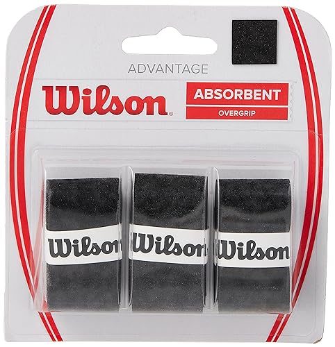 WILSON Advantage Tennis Racquet Over Grip (Pack of 3), Black