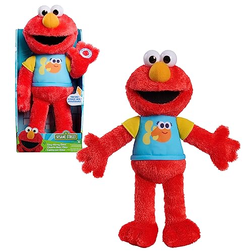 SESAME STREET Just Play 13-inch Sing-Along Plush Elmo with Lights and Sounds, Super-Soft and Huggable, Kids Toys for Ages 18 Month