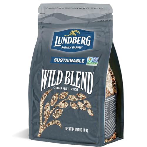 Lundberg Organic Wild Blend Rice - Wild Rice Blended with Long Grain Brown Rice, Sweet Brown Rice, Red Rice, and Black Rice, Certified Gluten-Free Rice, Pantry Staples, 64 Oz