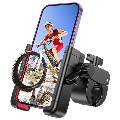 Bike Phone Mount Holder, [Camera Friendly] Motorcycle Phone Mount for Electric Scooter, Mountain, Dirt Bike and Motorcycle - 360° Rotate Suitable for iPhone & Android Smartphones from 4.5-7.0 inches