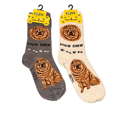 Foozys Unisex Crew Socks Canine Collection Chow Chow,Fits Shoe Size 4-10