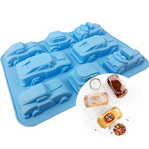 Car Soap Mold - MoldFun Large Size 12.6' x 9.5' Auto Silicone Mold Tray for Baking Muffin Cake Cupcake, Making Jello Chocolate Ice Cube Crayon Bath Bomb Plaster of Paris Polymer Clay