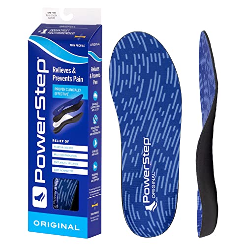 PowerStep Original Insoles - Arch Pain Relief Orthotics for Tight Shoes - Foot Support for Plantar Fasciitis, Mild Pronation and Foot & Arch Pain - Shoe Inserts for All (M 6-6.5, F 8-8.5)