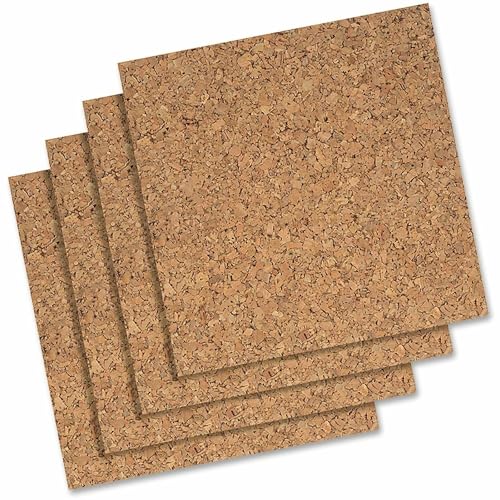 Quartet Cork Tiles, Cork Board, 12' x 12', Corkboard, Wall Bulletin Boards, Natural, 4 count (Pack of 1)