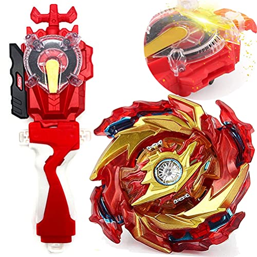 Left Right Sparking Launcher Bey Burst Evolution Turbo Blades Battling Tops String Launcher Grip Super King Booster B-174 Hyperion Burn Starter Set God Bey Gaming Spinning Toys Gift for Boys