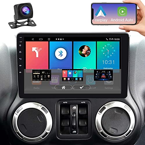 Evonavi |2GB+32GB| Car Radio for Jeep Wrangler JK Compass Grand Cherokee Dodge Ram. Android 12 Head Unit with Apple Carplay | Andriod Auto 10.1'' IPS Touchscreen FM/AM/RDS Car Radio GPS Navigation