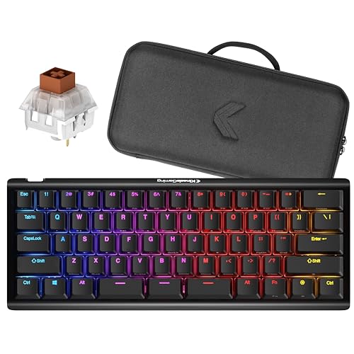 KINESIS GAMING TKO Mechanical Keyboard | Tactile Brown Switches | 60% Layout | Split Spacebar | Hotswap | PBT Keycaps | Aluminum Body | SF Shock Limited Edition Travel Case