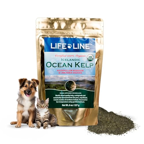 Life Line Pet Nutrition Organic Ocean Kelp Supplement for Skin & Coat, Digestion in Dogs & Cats, 8oz (20200)