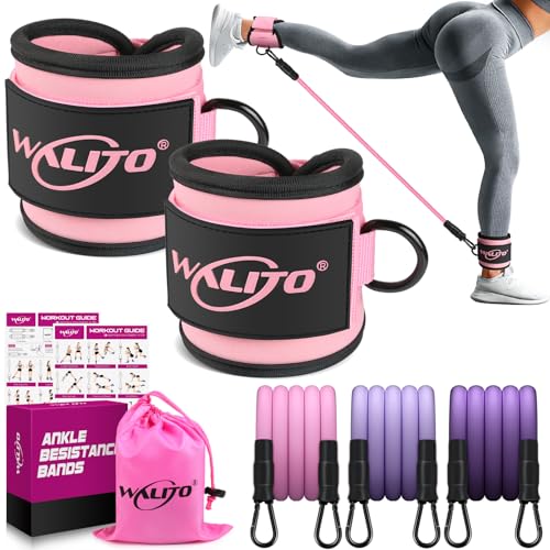 WALITO Ankle Resistance Bands with Cuffs, Ankle Bands for Working Out, Ankle Weights for Women, Glutes Workout Equipment, Ankle Strap for Legs and Butt, Exercise Equipment Home Gym