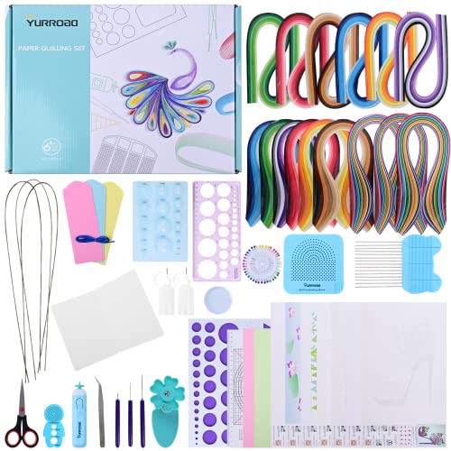 Quilling Kit with 1860 Paper Strips 39cm/54cm and Quilling Tools Like Quilling Pen Slotted Tool Paper Rolling Electric Pen Template Board Quilling DIY Tool Grid Guide Paper Design Drawings Scissors