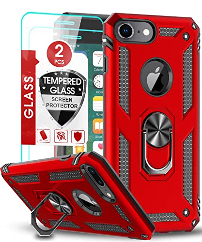 LeYi Compatible for iPhone 6s /6 Case, iPhone 7 Case, iPhone 8 Case, Military-Grade Dual Layer Protective Phone Cover Case with 360 Degree Rotating Holder Kickstand for Apple iPhone 6/ 6s/ 7/8, Red