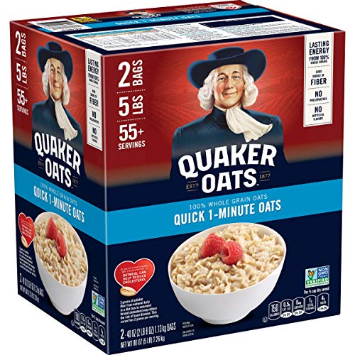 Quaker Quick 1-Minute Oatmeal, Non GMO Project Verified, 2.5 Pound (Pack of 2)