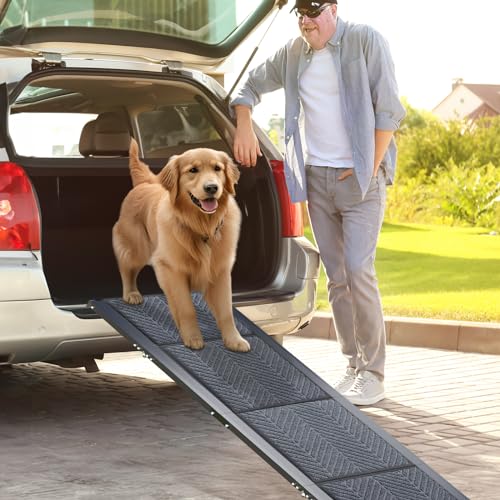 Morpilot Dog Ramp for Car, 63' Long & 17' Wide Folding Portable Pet Ramp with Non-Slip Carpet Surface, Lightweight & Durable Dog Ramps for Large Dogs up to 200LBS, Dog Ramp for Cars, Suvs & Trucks
