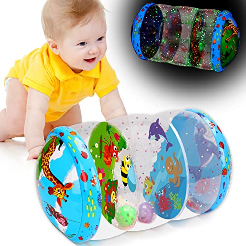 Crawling & Walking Baby Toys 0-6 6 to 12 Months Glowing Jumbo Inflatable Rolling Infant Toys 8 9 12-18 Month Old Sensory Toys for toddler 1-3 Development Light Up 1 2 Year Old Boy Girl Birthday Gifts