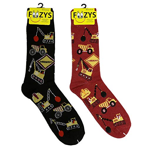 Foozys Men’s Construction Vehicles Automotive & Transportation - Going Places Themed Novelty Crew Socks | 2 Pairs Included in Two Colors