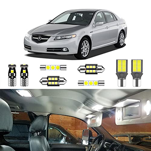 LIGHSTA 12PCS Super Bright White LED Interior Light Kit Package for Acura TL 2004 2005 2006 2007 2008 + License Plate Lights and Install Tool