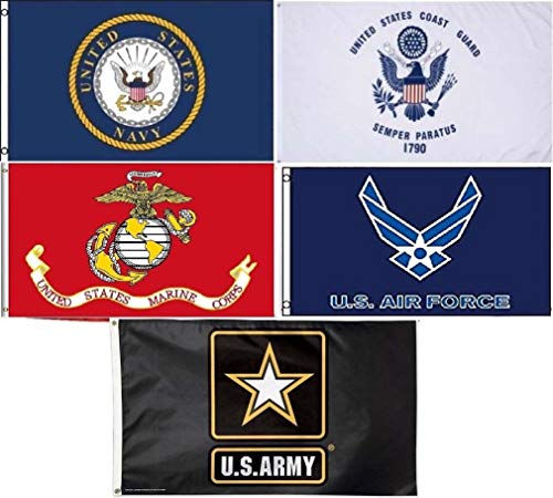 Wholesale Lot 5 3x5 Branches Military USAF USCG USMC (EGA) Army Navy Set Flag 3'x5' #6 Fade Resistant Double Stitched Premium Quality