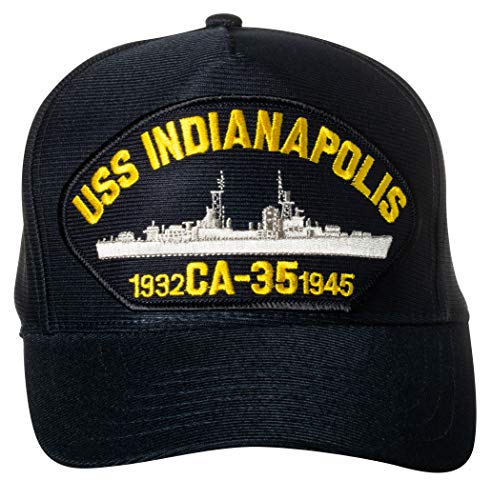 United States Navy USS Indianapolis CA-35 Heavy Cruiser Emblem Patch Hat Navy Blue Baseball Cap