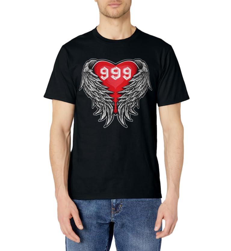 Angel Number 999 With Heart And Wings Of Angel T-Shirt