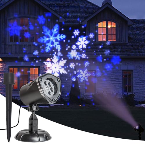 EAMBRITE Christmas Projector Lights LED White Blue Rotating Snowflake Projector Light for Birthday Wedding Theme Party Garden Home Winter Outdoor Indoor Decor