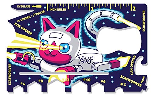 Wallet Ninja Space Puppy, Robot Kitty: 18 in 1 Credit Card Sized Multitool - Robot Kitty