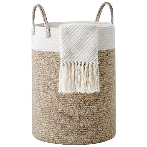 Cotton Rope Laundry Hamper by YOUDENOVA, 58L - Woven Collapsible Laundry Basket - Clothes Storage Basket for Blankets, Laundry Room Organizing, Bedroom Storage, Clothes Hamper – Brown