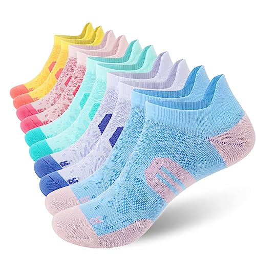 BUDERMMY Womens Ankle Compression Socks with Arch Support Athletic Low cut Running Socks for Women Workout Cushion 5 Pairs (US, Numeric, 8, 10, Regular, Regular, Mixed color)