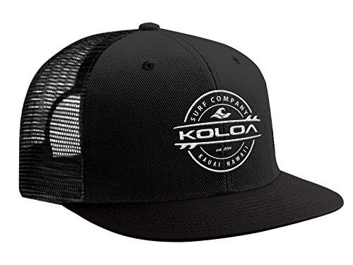 Joe's USA Koloa Surf Thruster Logo Mesh Back Trucker Hat in Black with White Logo