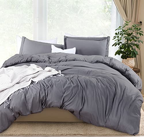 Utopia Bedding Duvet Cover Set - 1 Duvet Cover with 2 Pillow Shams - 3 Pieces Comforter Cover with Zipper Closure - Ultra Soft Brushed Microfiber, 90 X 90 Inches (Queen, Grey)